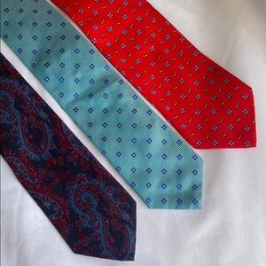 Altea, Carnaval De Venise, & Metro—Red and Blue Silk Ties with Classic patterns